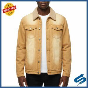 Men's Slim Fit Fleece Lined Denim Jacket Winter Warm Trucker Coat